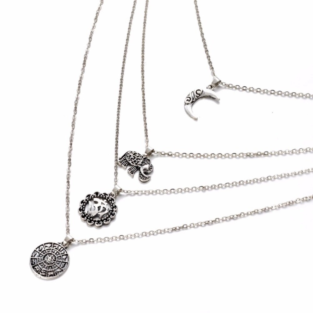3 for $25⚡️multi layer moon elephant Boho necklace - Picture 5 of 5